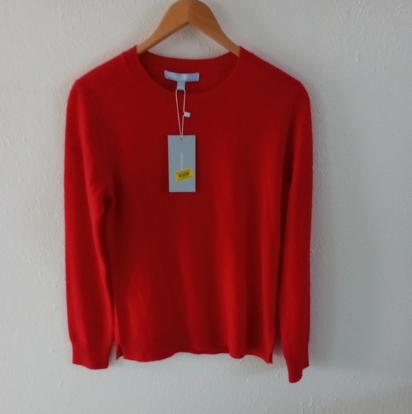 🆕 ANTONIO MELANI Cameron Crew 100% Cashmere Red Sweater | S NWT - Picture 2 of 7